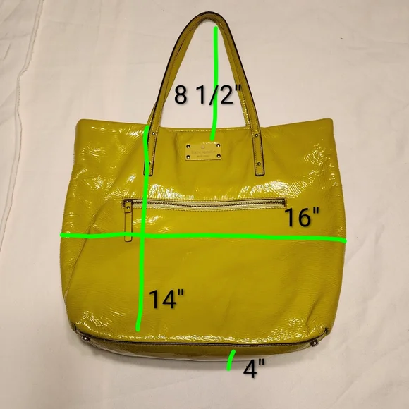 Kate Spade Patent Leather Large Shopper Tote Bag Yellow - Picture 12 of 12